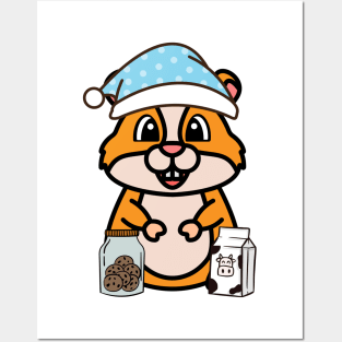 Cute hamster is having a midnight snack Posters and Art